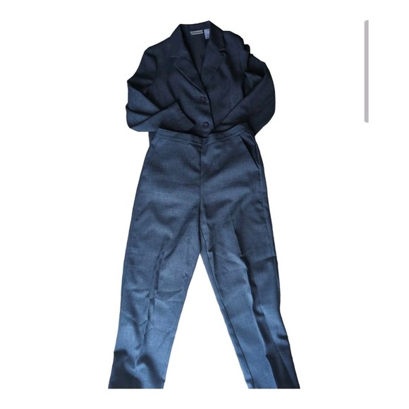 ALFRED DUNNER Light Navy Blue 2 Piece Suit Set Jacket Pants Womens 10P TwoButton - Picture 1 of 12